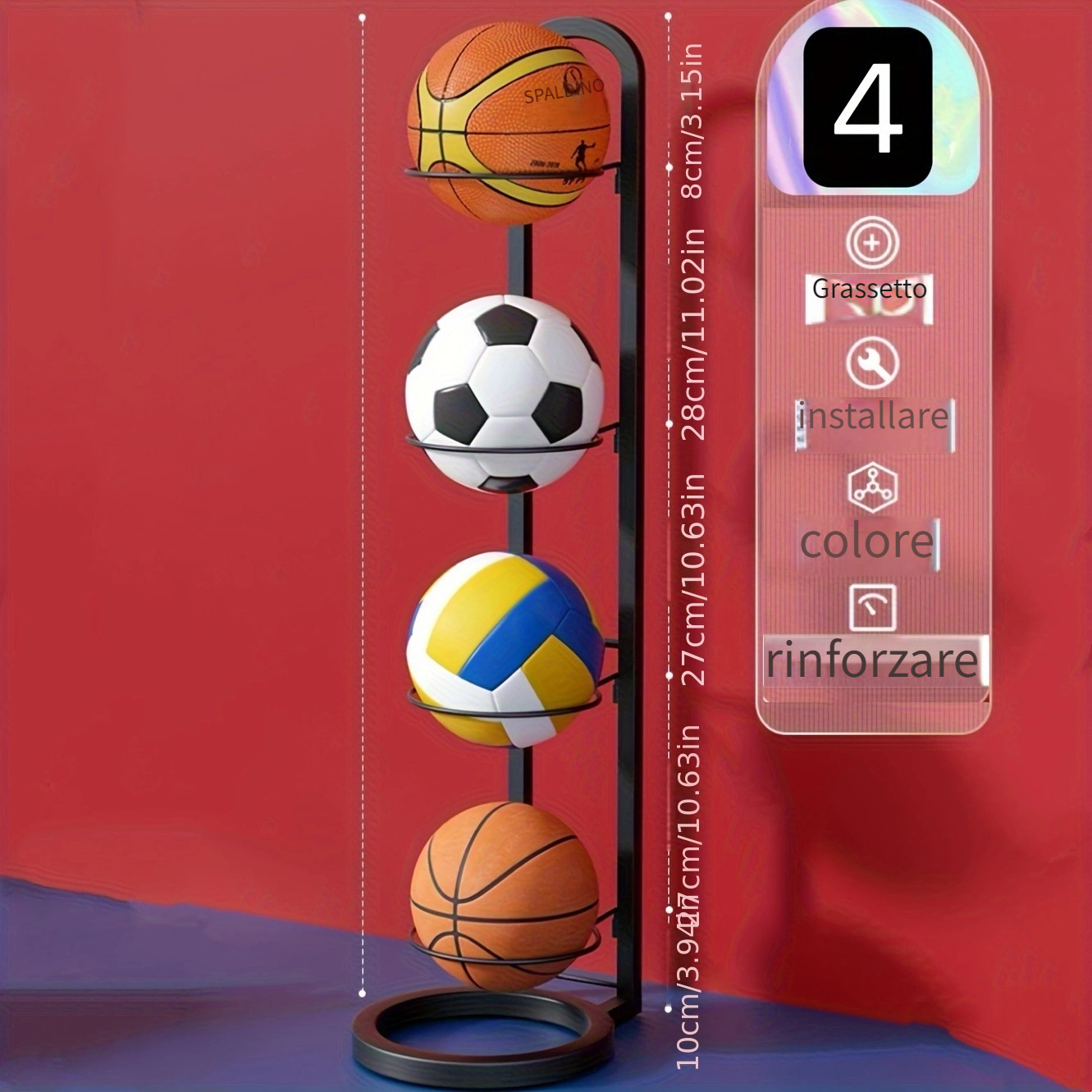 Supporto Da Parete Per Palloni In Acrilico - Per Basket, Calcio, Pallavolo