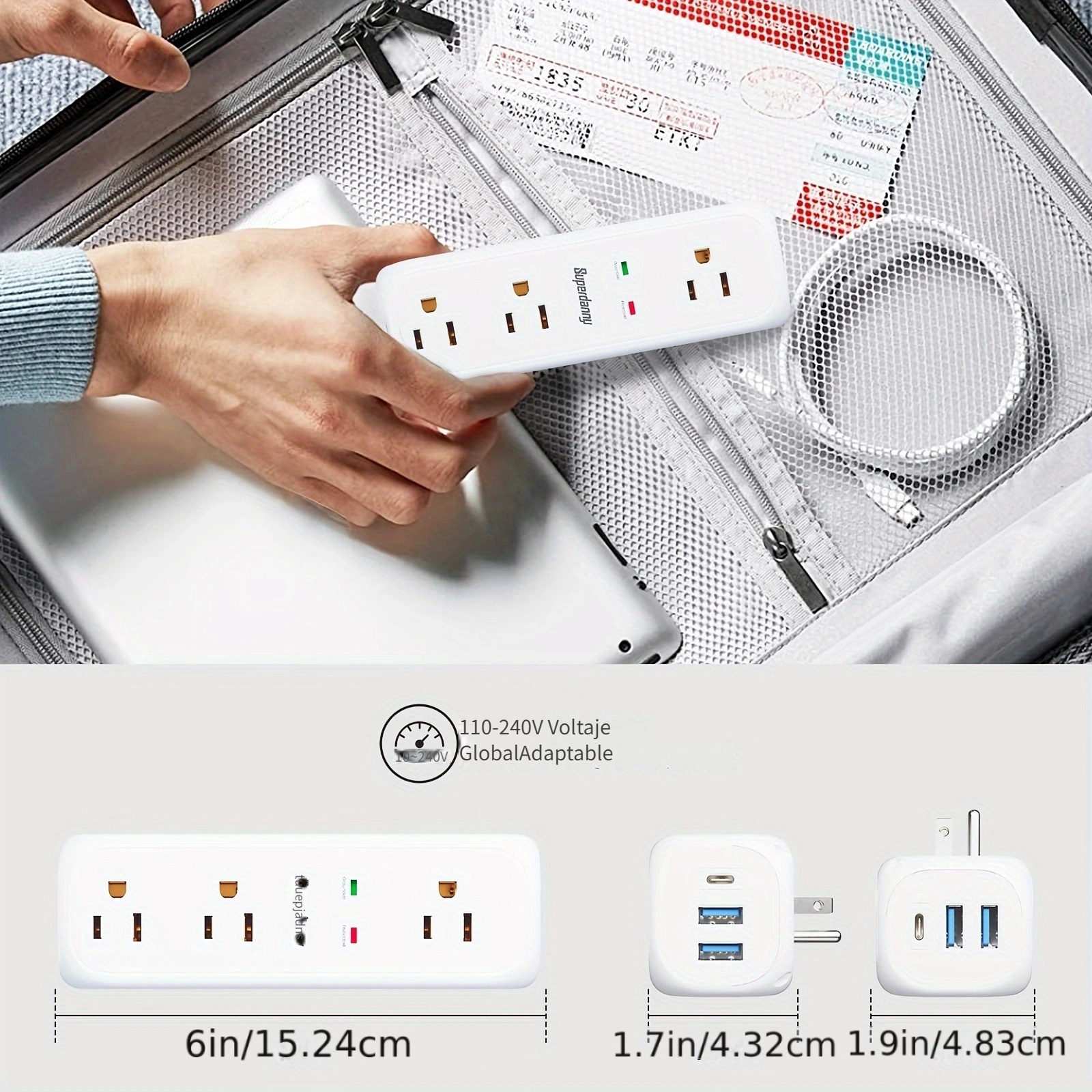 Toma de corriente de rotación de 180 grados, enchufe retráctil oculto de  potencia, 3 tomas de corriente de la UE + puertos de cargador USB -  Historial de precios y revisión