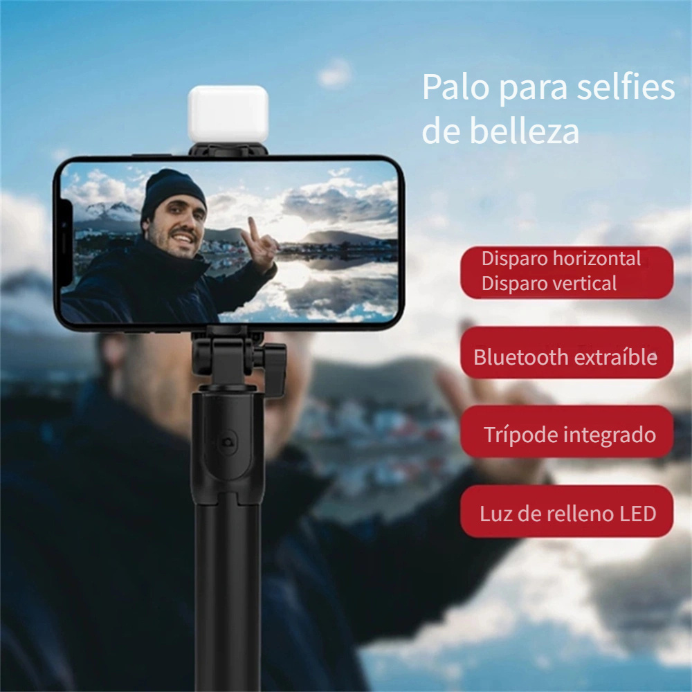 Selfie Stick Trípode Con Luz De Relleno Teléfono Móvil - Temu