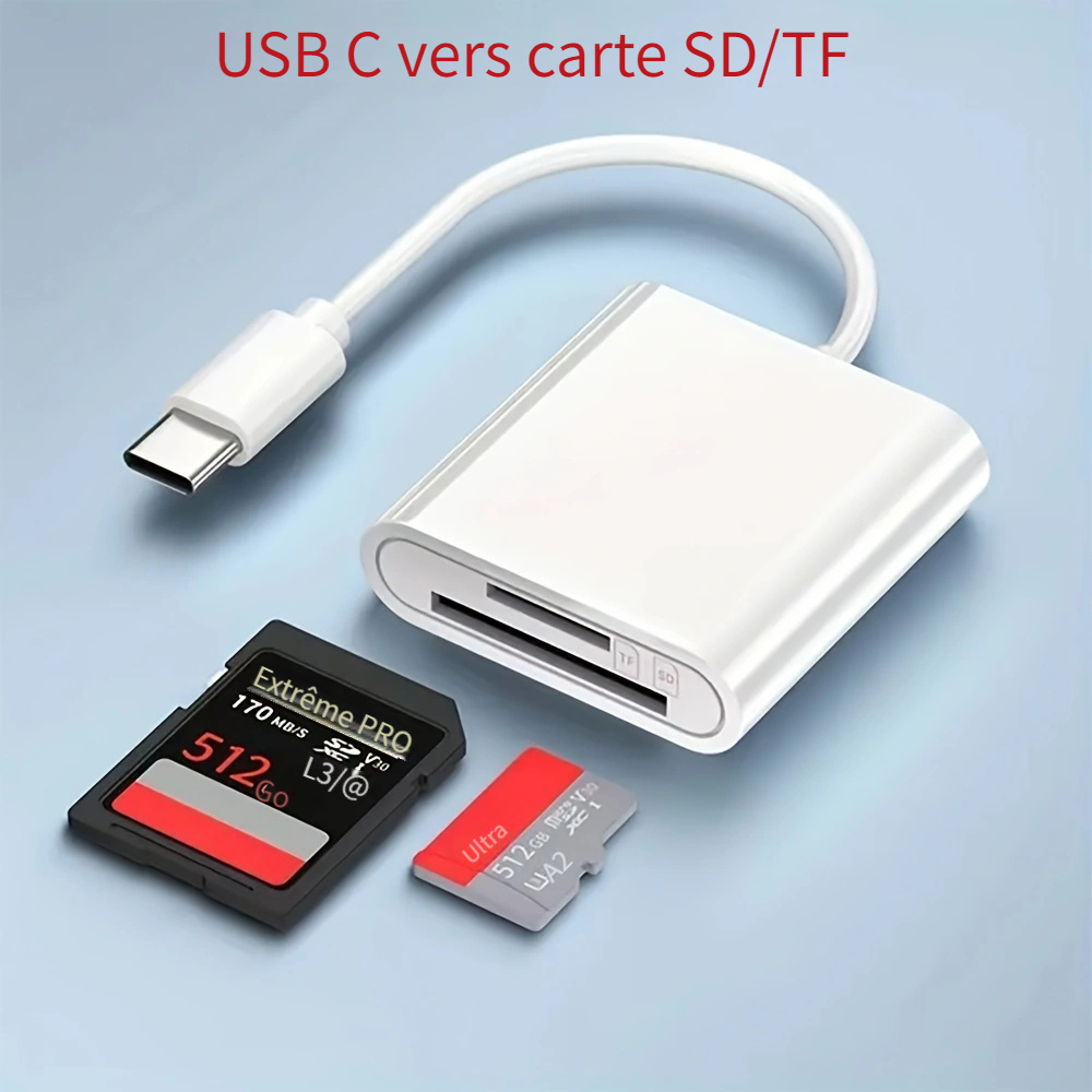 Lecteur de carte SD / micro SD pour Iphone / iPad Plug And Play, adaptateur  de carte mémoire SD avec lecture et charge simultanées