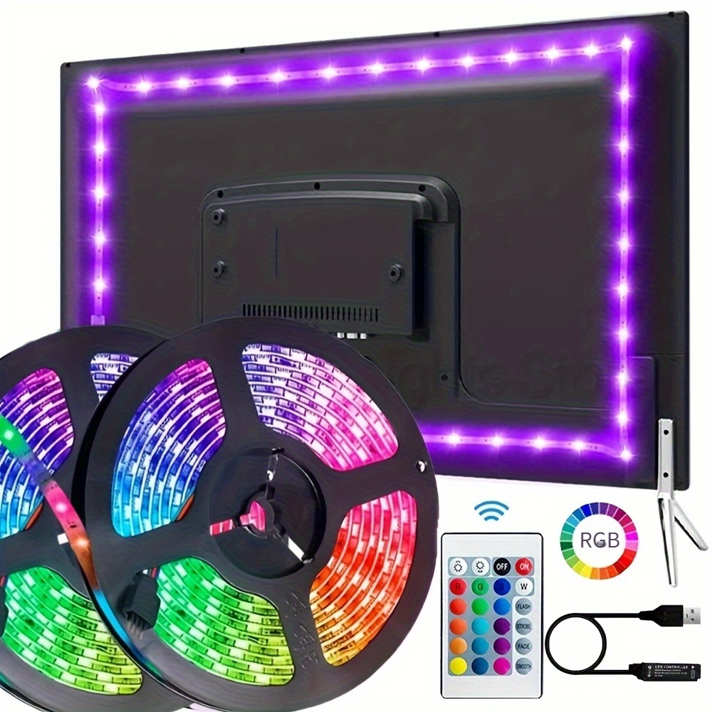 Tira de luces LED RGB con control remoto 24 teclas USB 5V 1M 2M 3M 4M 5M  impermeable flexible cinta luces para fondo de TV