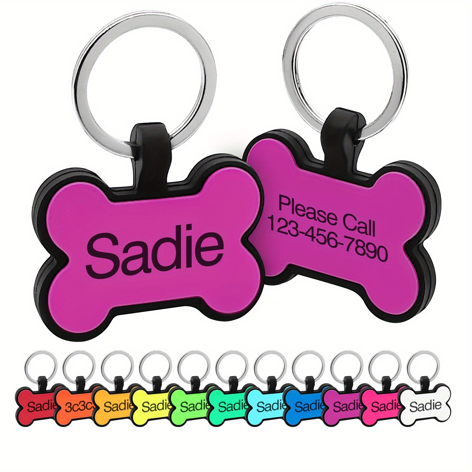 Personalized Dog Tag Pets Engraved Dog Name Tag Slide Cat Id - Temu ...