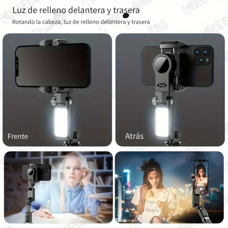 Estabilizador De Cardán Con Luz De Relleno Palo Selfie De - Temu