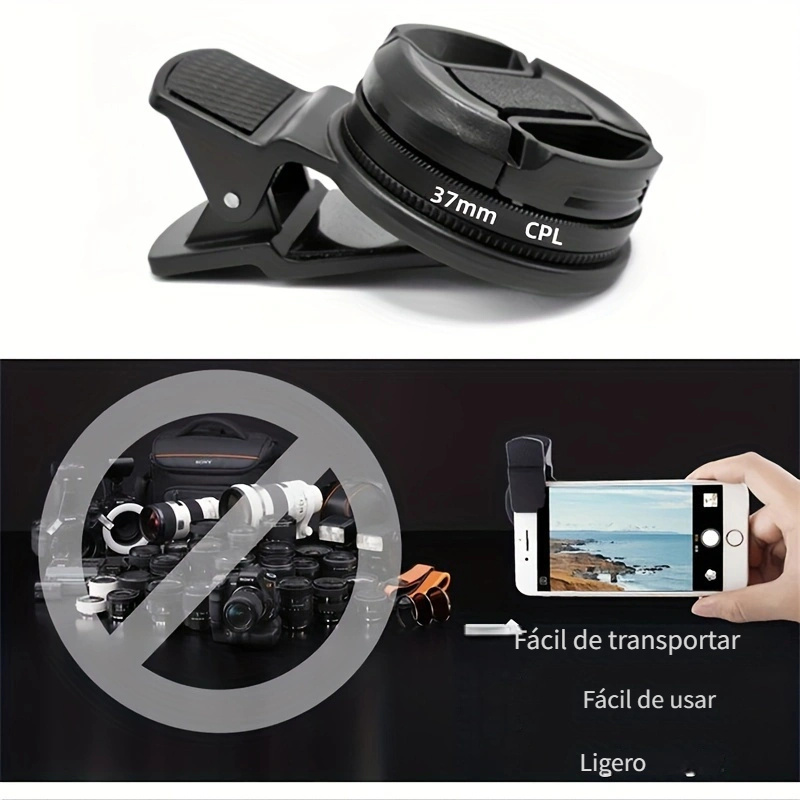 Lente de cámara de teléfono: lente de fotografía profesional para teléfono  inteligente con clip CPL, filtro polarizador circular de filtro polarizador