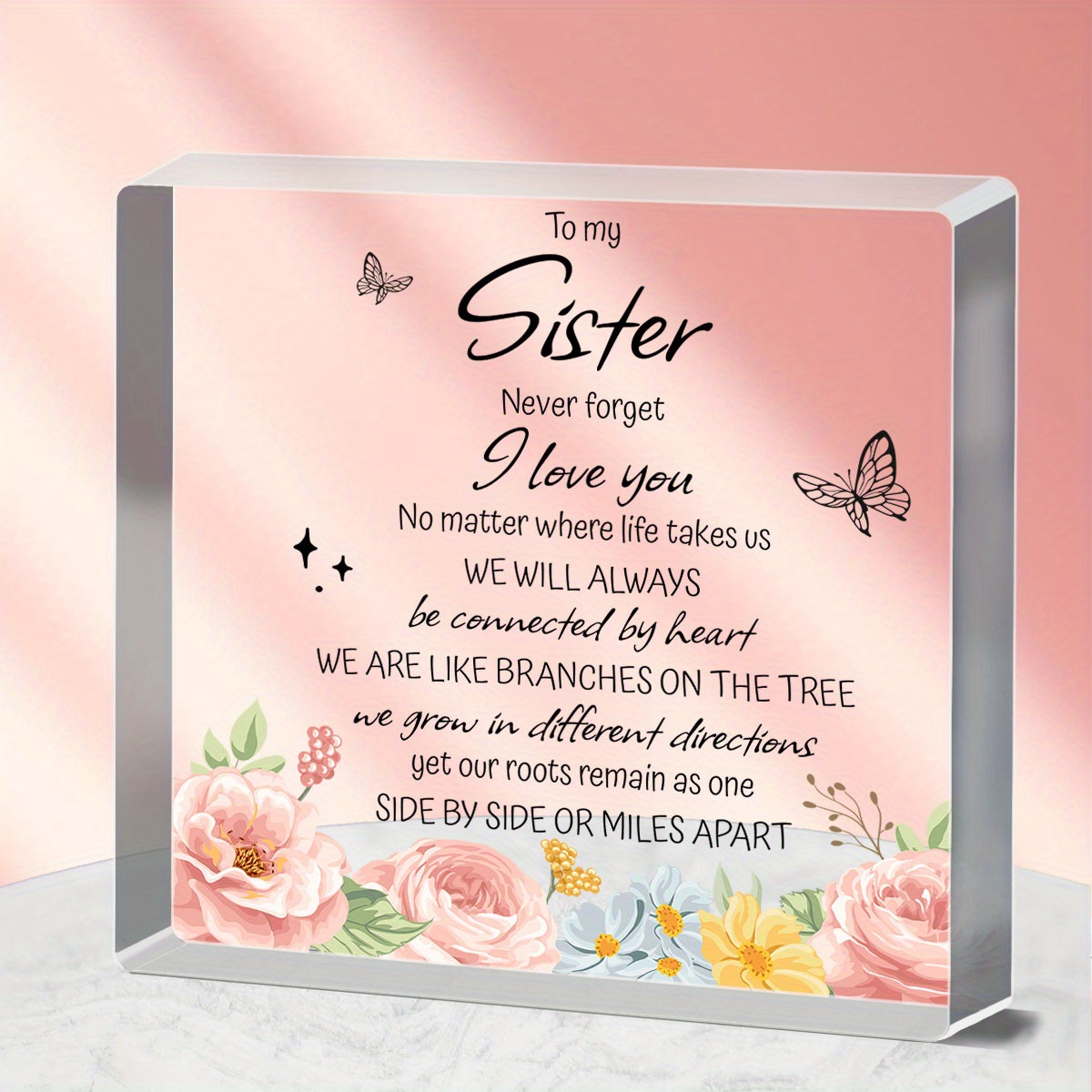 1pc, Sister Gifts From Sister, Birthday Gifts For Sister, Sisters Gifts  Puzzle Block Engraved Acrylic Plaque, Christmas For Sisters From Sisters  Broth