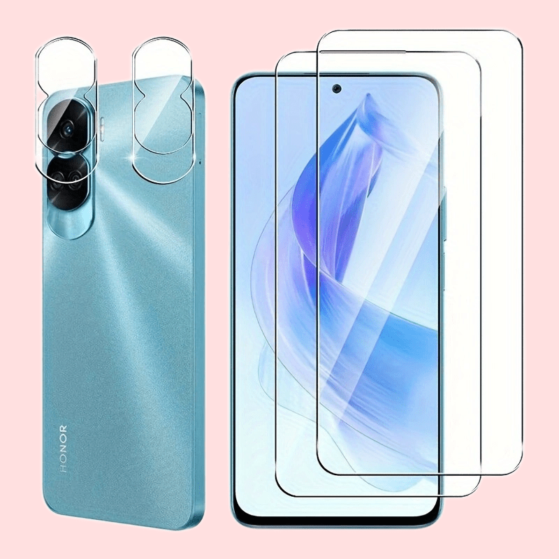 

2pcs Clear Tempered Glass Screen Protectors + 2pcs Camera Lens Protectors For Honor 90 Lite