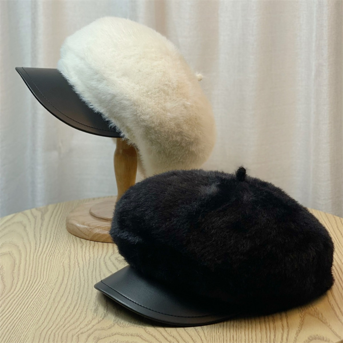 Pu Leather Beret Hat Outdoor Winter Velvet Lined Hat Fishing - Temu  Australia