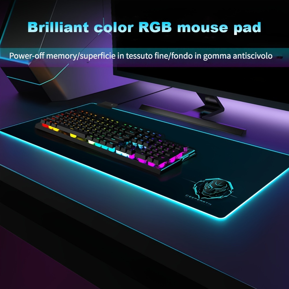 Acquista Tappetino per mouse da gioco RGB Tappetino per mouse per computer  LED con tappeto retroilluminato per tappetino da scrivania per tastiera