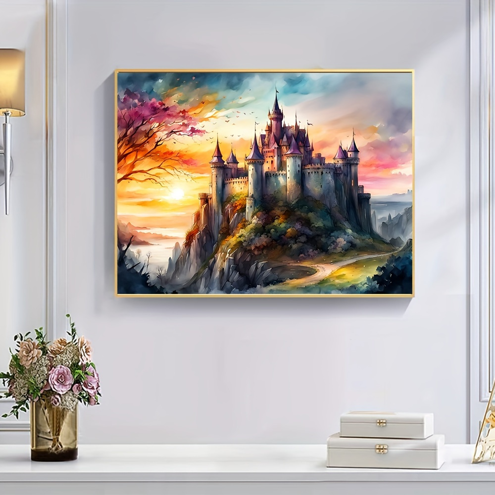 

1pc 30x40cm/11.8x15.7in Adult Frameless Diamond Painting Kit, Castle Pattern, 5d Diamond Round Diamond Painting, Diy Handicrafts, Suitable For Home Decoration, Wall Decoration, Creative Gifts