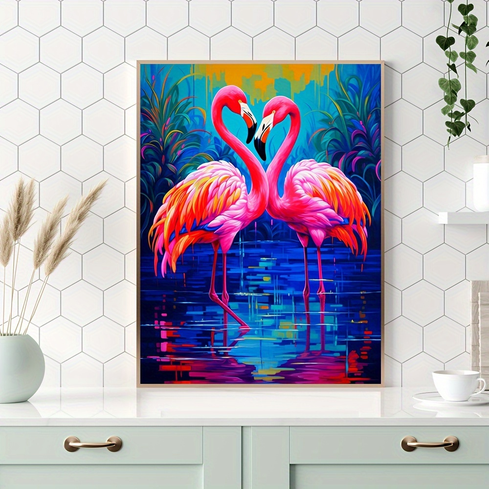 

1pc Large Size 30x40cm/11.8x15.7 Inches Frameless Diy 5d Diamond Painting Romantic Flamingo, Full Artificial Diamond Painting, Diamond Art Embroidery Kits, Handmade Home Office Wall Decor