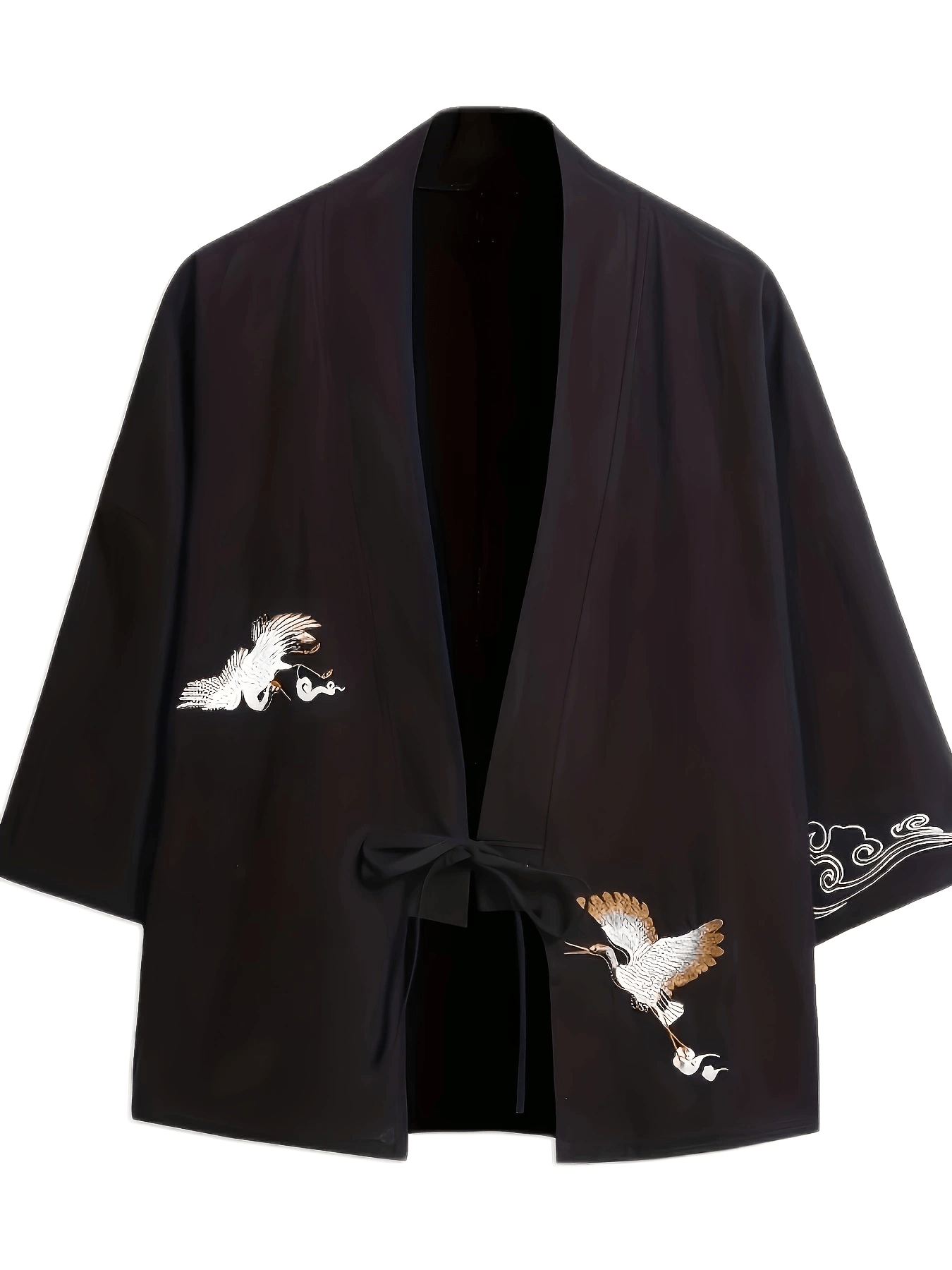 Traditional Vietnamese dress with white cranes pattern
