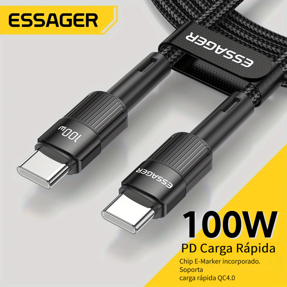 Essager 100w Usb Tipo C Usb C Cable Usb c Pd Cargador Carga - Temu