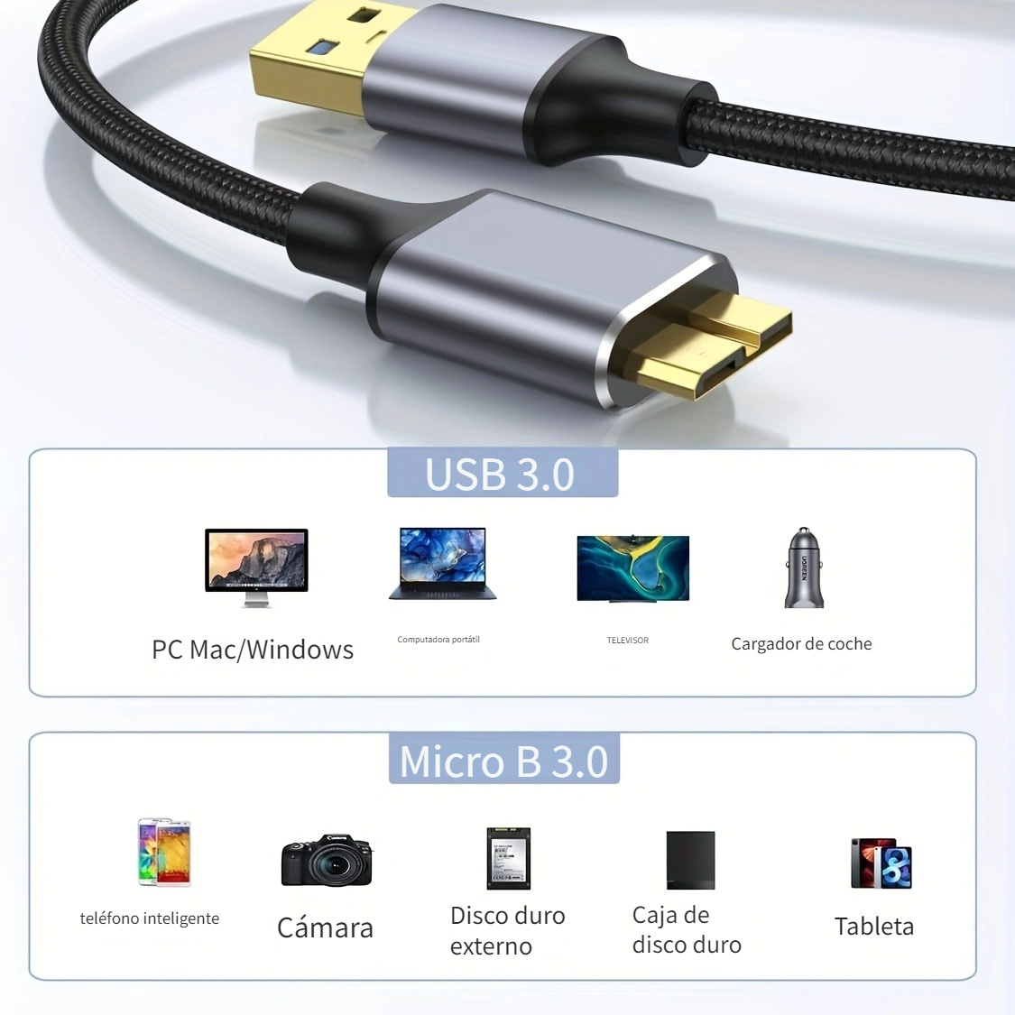 Cable Usb C Para Disco Duro De 1 Pie, Velocidad De Transferencia De Datos  De