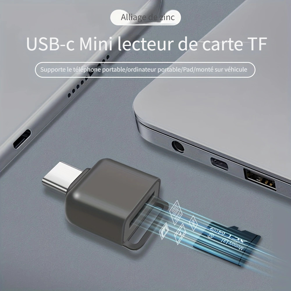 Lecteur de cartes SD USB type C, adaptateur de lecteur de cartes microSD USB  3,0 utilisé pour les cartes SD-3C SD Micro SD TF SDXC SDHC MMC