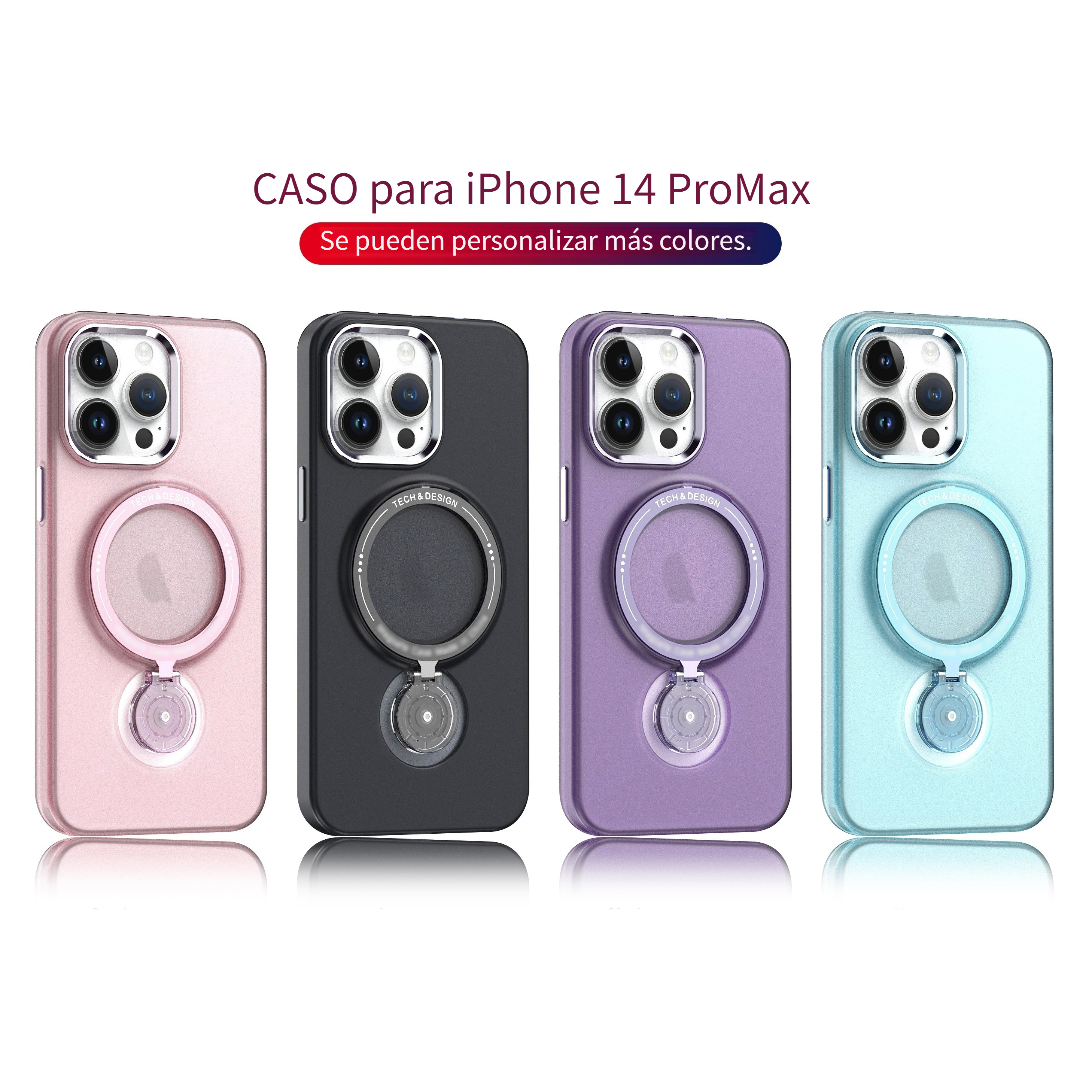 Cool Funda Ring Magnética Rosa para iPhone 15 Pro