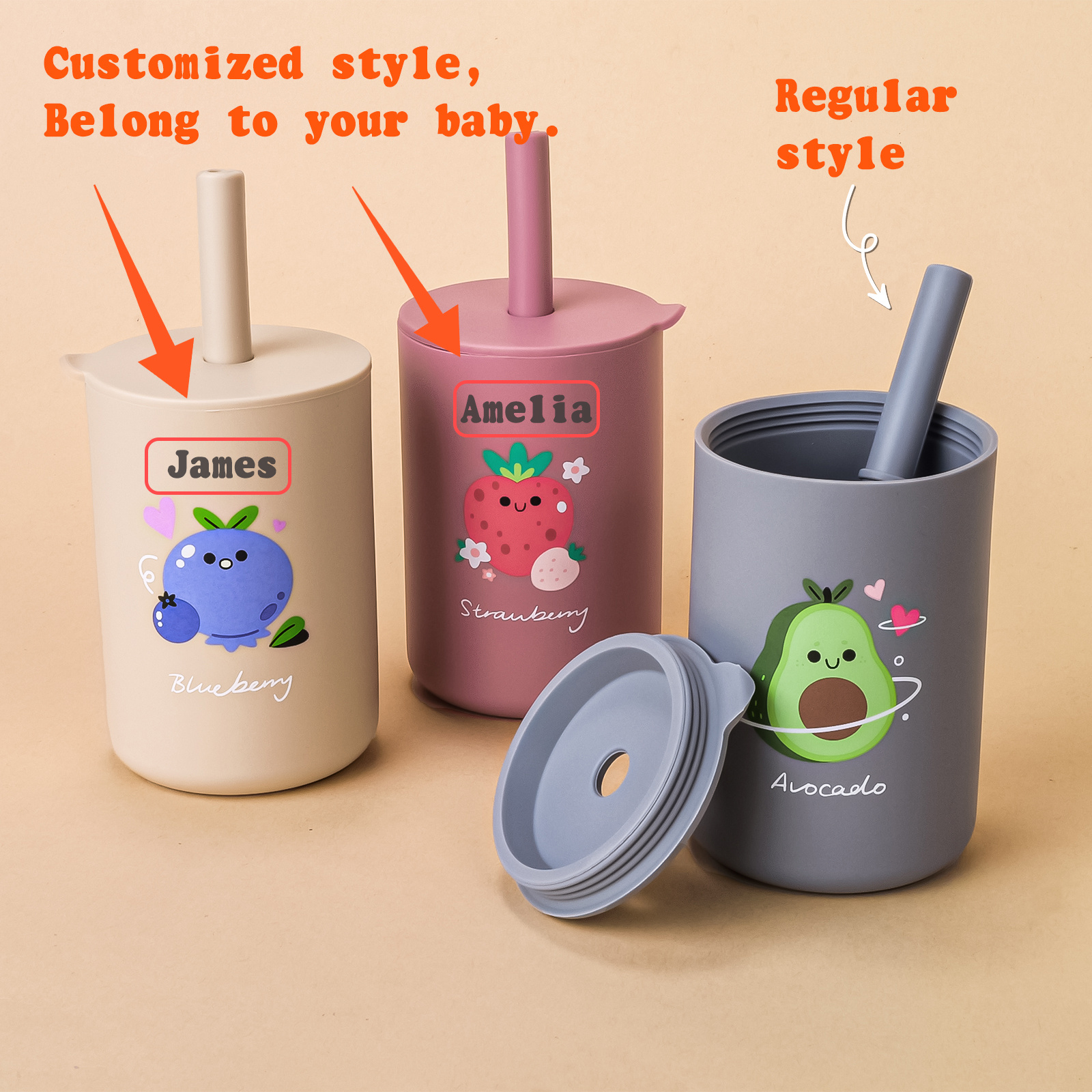 tyry hu customized 6oz mini water cup with name learning drinking portable unbreakable training cup with straw lid food grade silicone water cup bpa free   feeding cup easter gift details 8