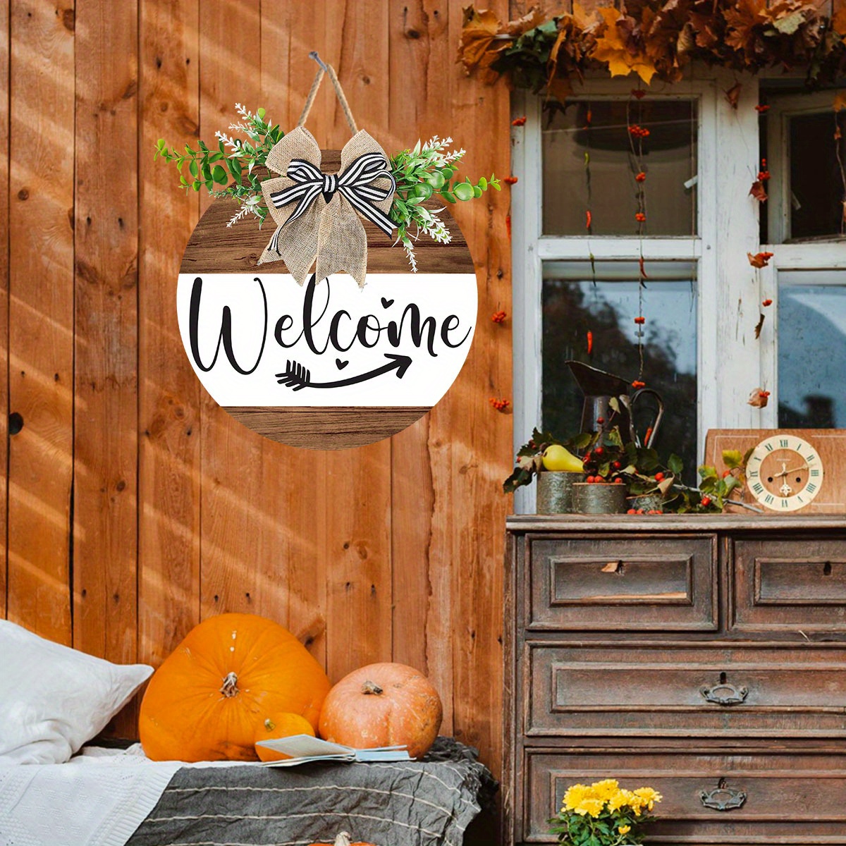 1pc, Welcome Sign Front Door Decoration Rustic Welcome Sign Wooden Welcome  Sign Boards Hanging Welcome Welcome Sign Linen Household Coat Han