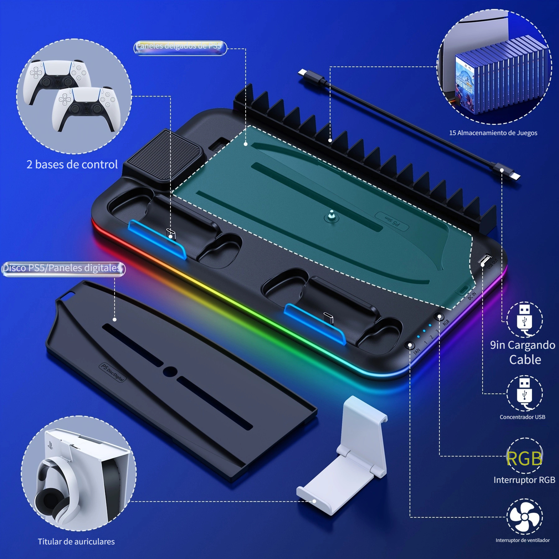Ventilador de refrigeración RGB para PS5 Slim Disc Edition, edición Digital  - AliExpress