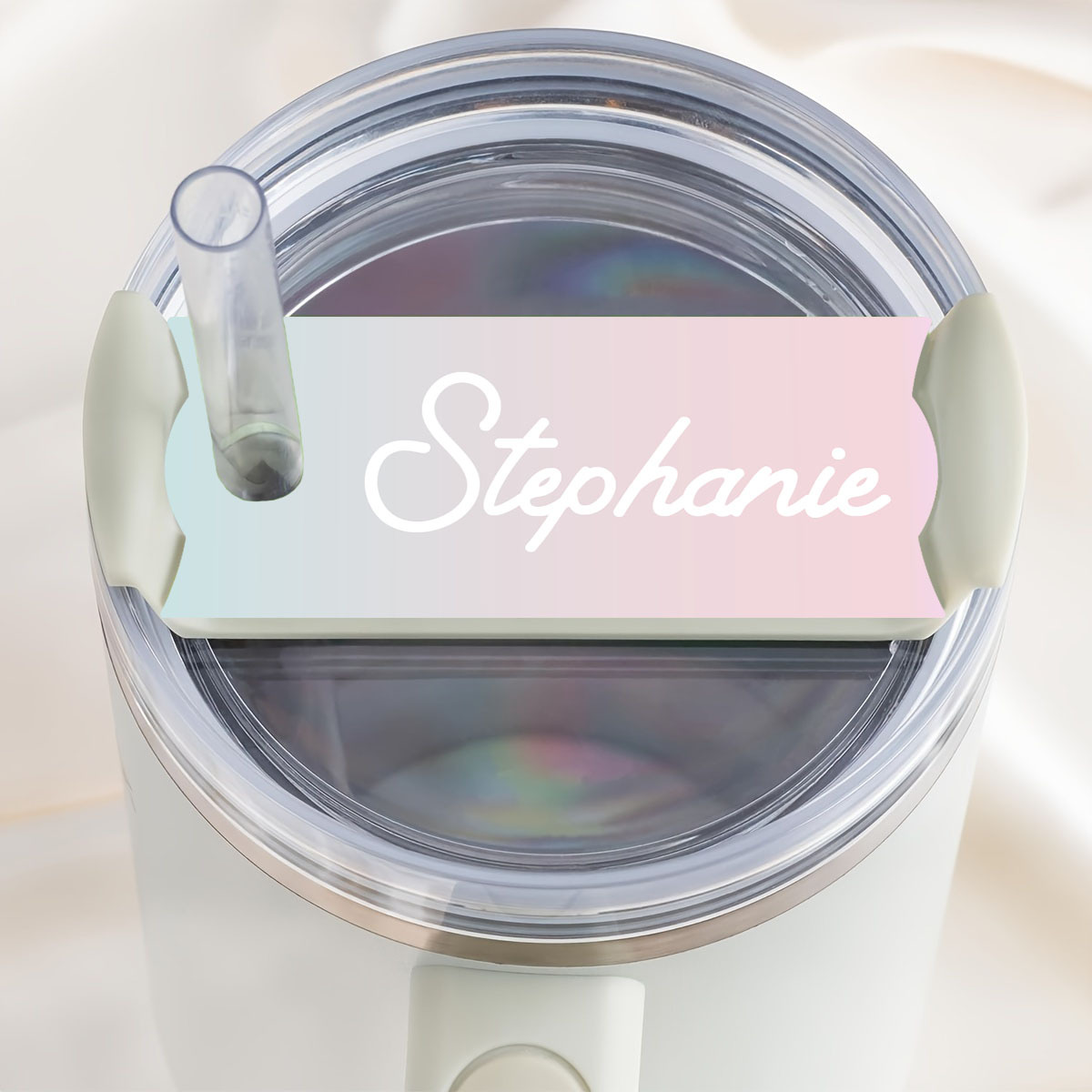 

1pc, Personalized Tumbler Name Tag Plates Colorful Custom Name Tag, For Stanley H2.0 20 30 Oz Tumblers, Tumbler Glitter Lid Topper Ideal Cup Id Accessories, Tumbler Topper