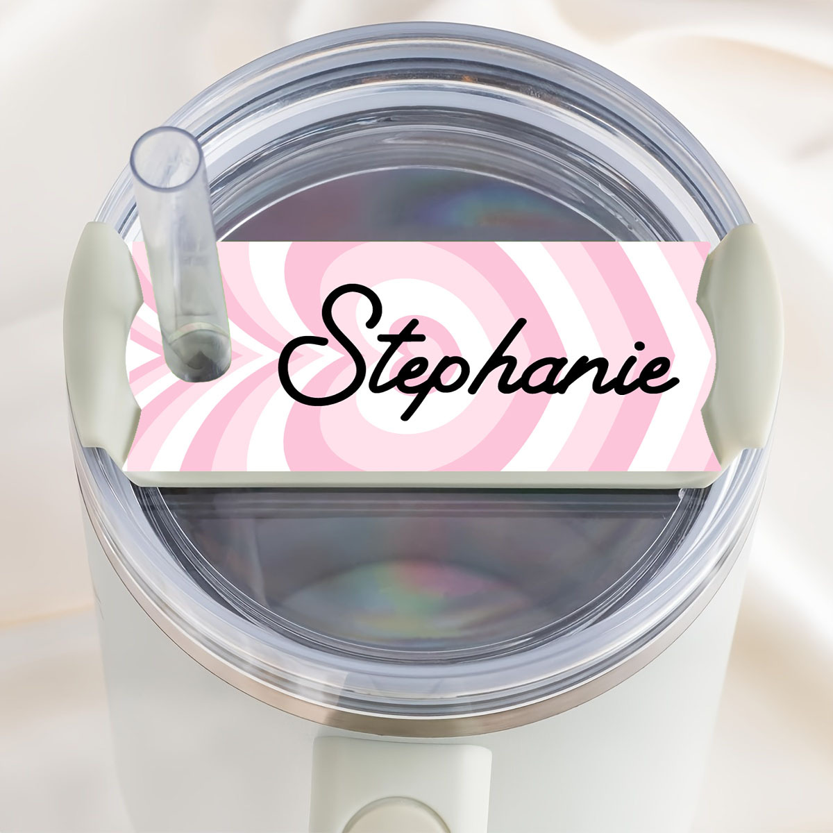 

1pc, Personalized Tumbler Name Tag Plates Colorful Glitter Custom Name Tag, For Stanley H2.0 20 30 Oz Tumblers, Tumbler Glitter Lid Topper Ideal Cup Id Accessories, Tumbler Topper