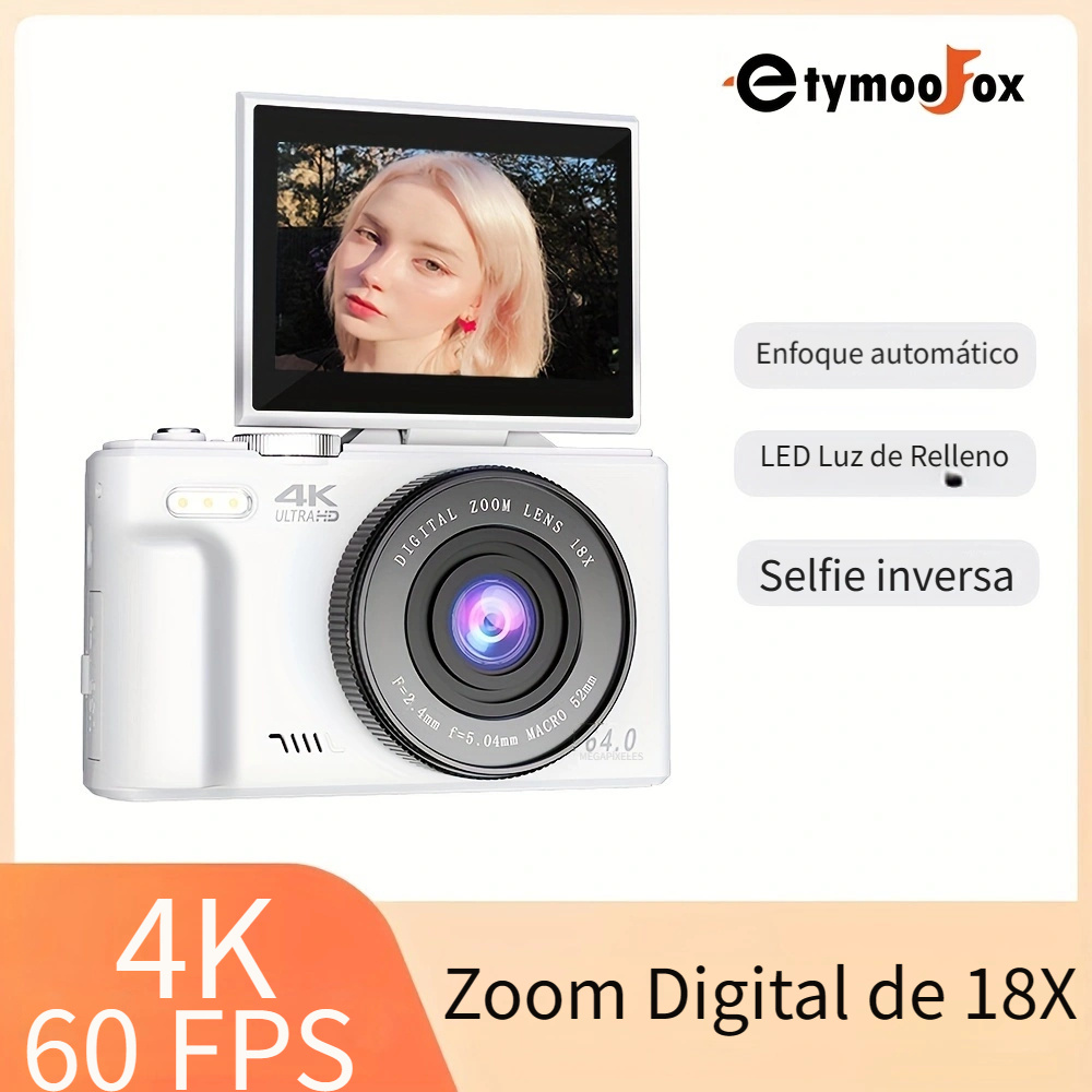 Cámara digital FHD de 44MP 1080P Cámaras con zoom digital 16X para vlogs,  cámara profesional de fotografía con cámara recargable LCD de 2.4 '' para  principiantes con tarjeta TF de 32G, soporte