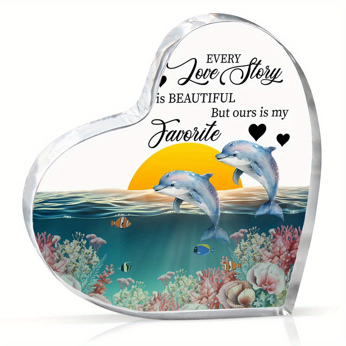 

1pc, Sea Creatures, Dolphin Birthday Gifts, Every Love Story Is Beautiful Exchange Gifts, Bedroom, Kitchen, Living Room, Office, Acrylic Desktop Decoration, Unique Gift Acrylic Ornaments