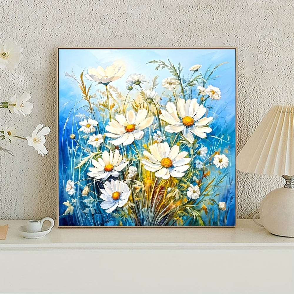 

1pc Large Size 40x40cm/15.7x15.7 Inches Frameless Diy 5d Diamond Painting Daisy, Full Rhinestone Painting, Diamond Art Embroidery Kits, Handmade Home Room Office Wall Decor