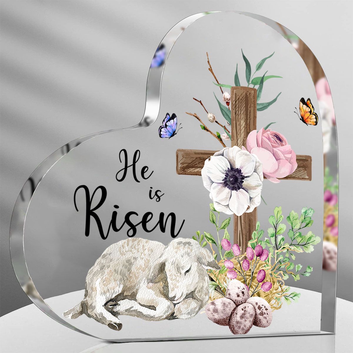 

1pc, He Is Risen Spring Easter Acrylic Religious Gifts For Women, Christian Acrylic Gifts, He Is Risen, Inspirational Christian Gifts, Decorations, Room Decor, Desk Decor, Office Decor