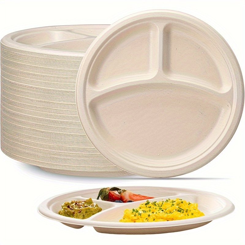 Biodegradable Paper Plates With Bamboo Forks 7 - Temu