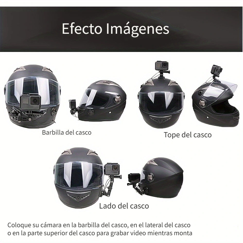 REYGEAK Correa para casco de motocicleta, soporte de barbilla para GoPro  Hero 12/11/10/9/8/7 DJI Osmo Action y la mayoría de las cámaras de acción