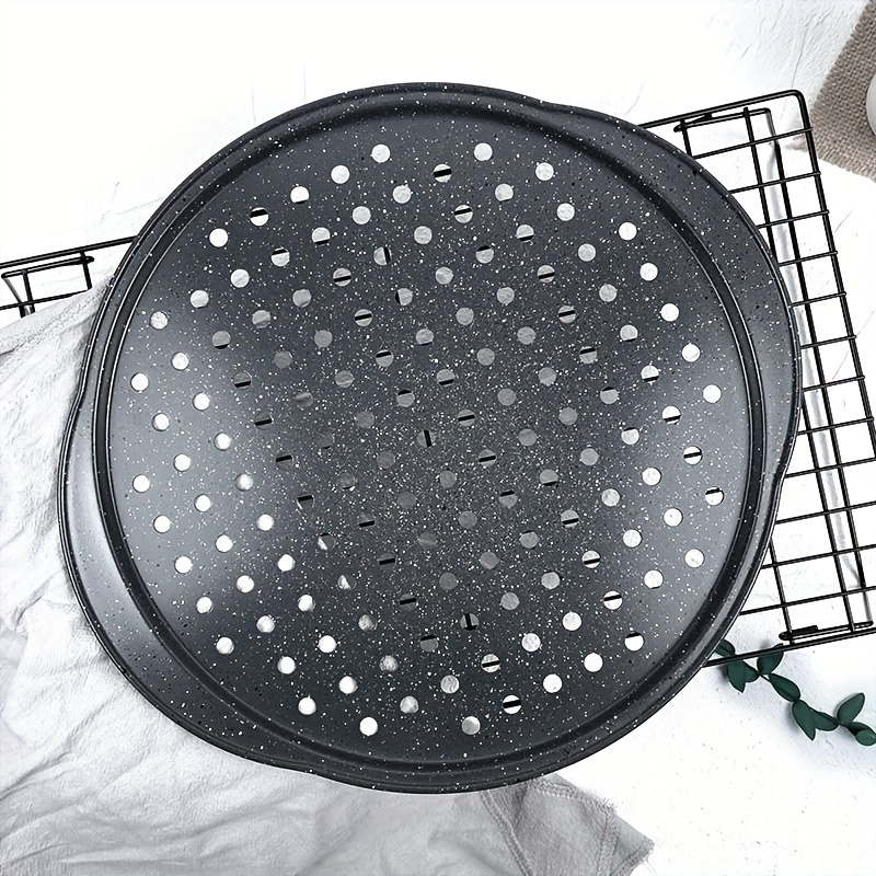 

1pc, Pizza Pan, 13.7 Inch Baking Pie Mold, Carbon Steel Perforated Baking Pan, Oven Accessories, Baking Tools, Kitchen Gadgets, Kitchen Accessories