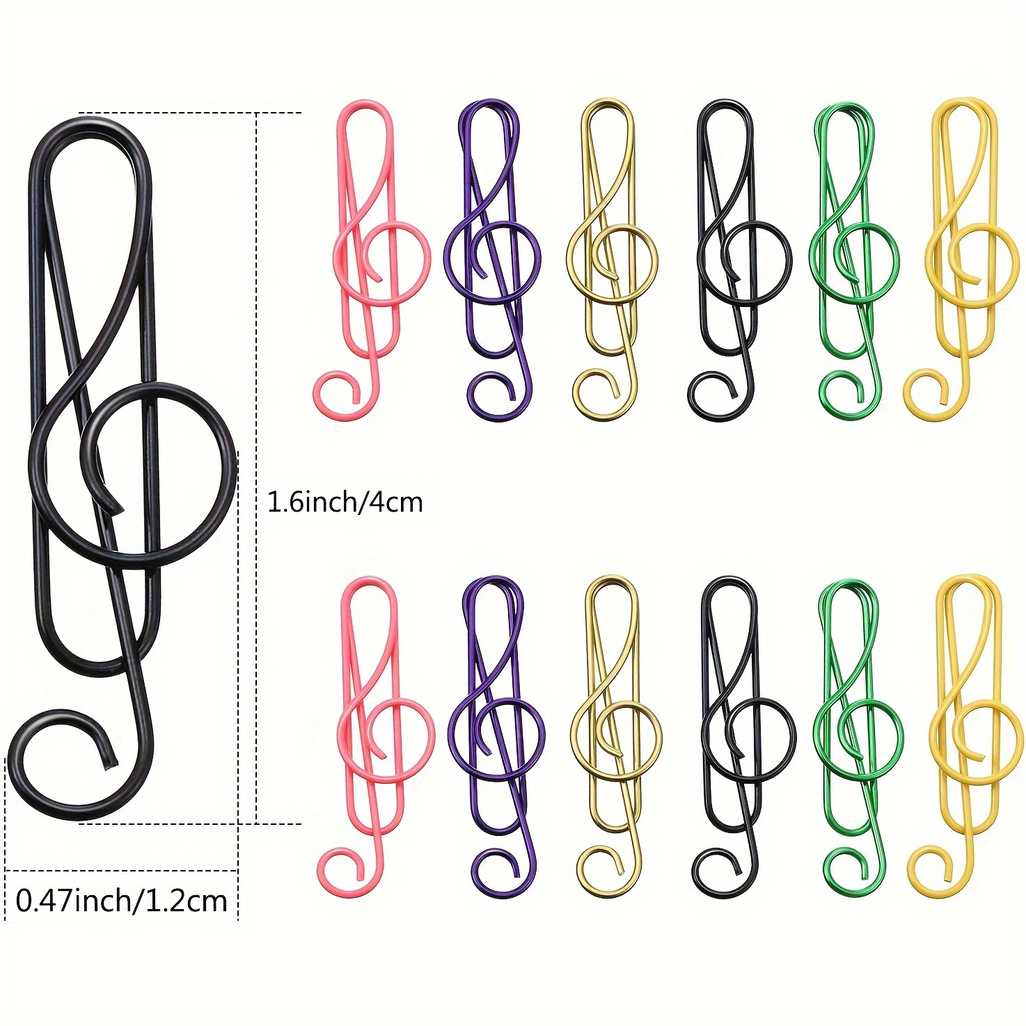 

Music Paper Clips 6 Colors, Metal Paper Clips Musical Notes Clips Music Office Accessories For Desk Bookmark Office School Notebook (10/30 Pcs)