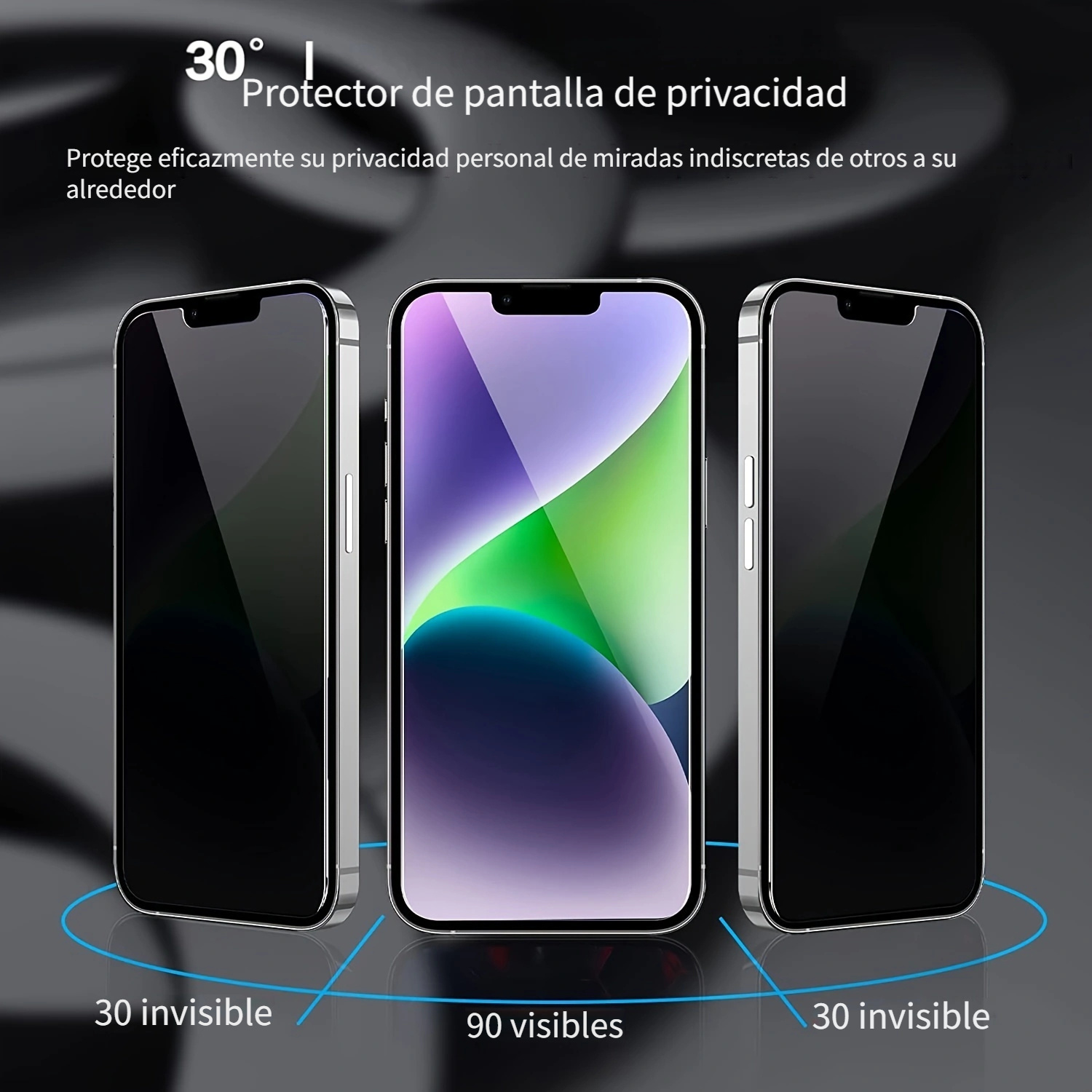 Cristal templado Privacidad Anti Espía iPhone 14 Pro Max Color Negro