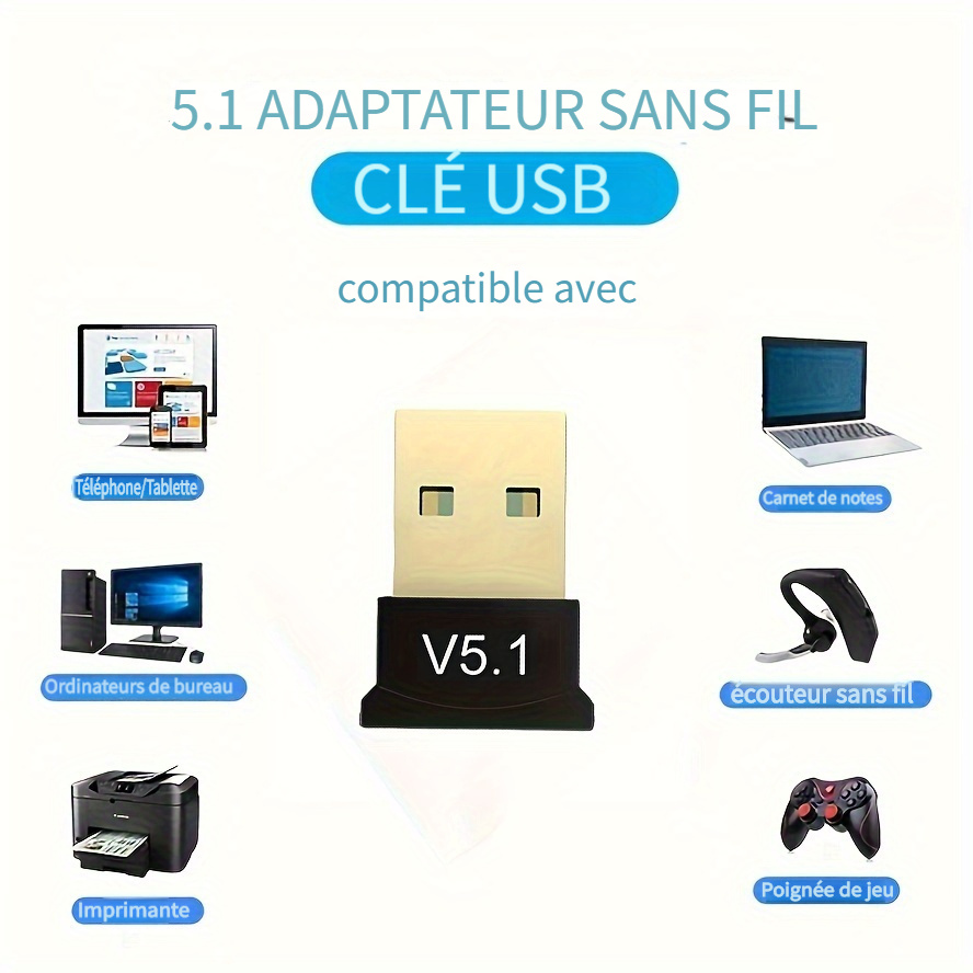 Adaptateur USB Sans Fil 5.1 Transmetteur Récepteur Audio - Temu France