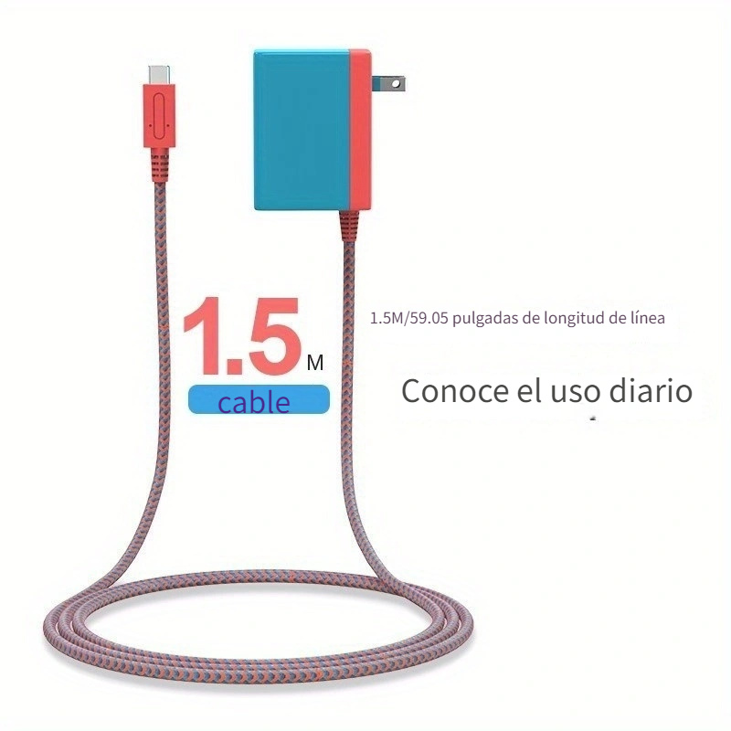  Cargador de interruptor para Nintendo Switch. Cargador portátil  de carga rápida 15 V / 2.6 A, adaptador de CA tipo C (compatible con modo  de TV). Fuente de alimentación con cable