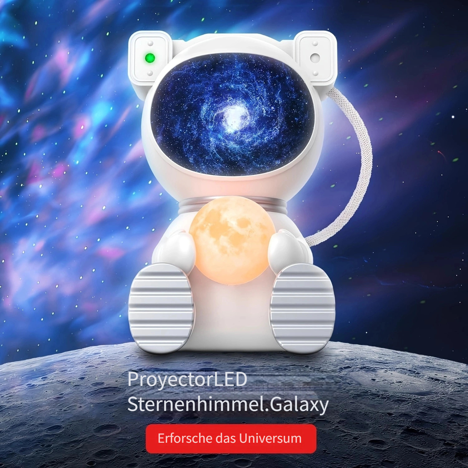Proyector Space Buddy, proyector de estrellas, luz de galaxia, proyector de  luz nocturna de astronauta con temporizador de control remoto, lámpara de