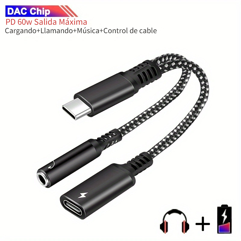 Audio Adapters 2 En1 USB C Tipo C A Cable De Audio AUX De - Temu