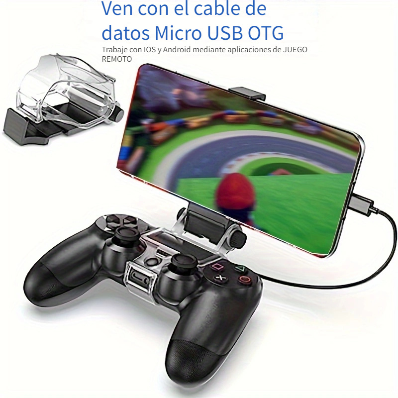 BRHE Clip de teléfono para controlador PS4 Soporte de soporte para juegos  móviles Soporte de soporte ajustable compatible con iPhone/iOS, Android