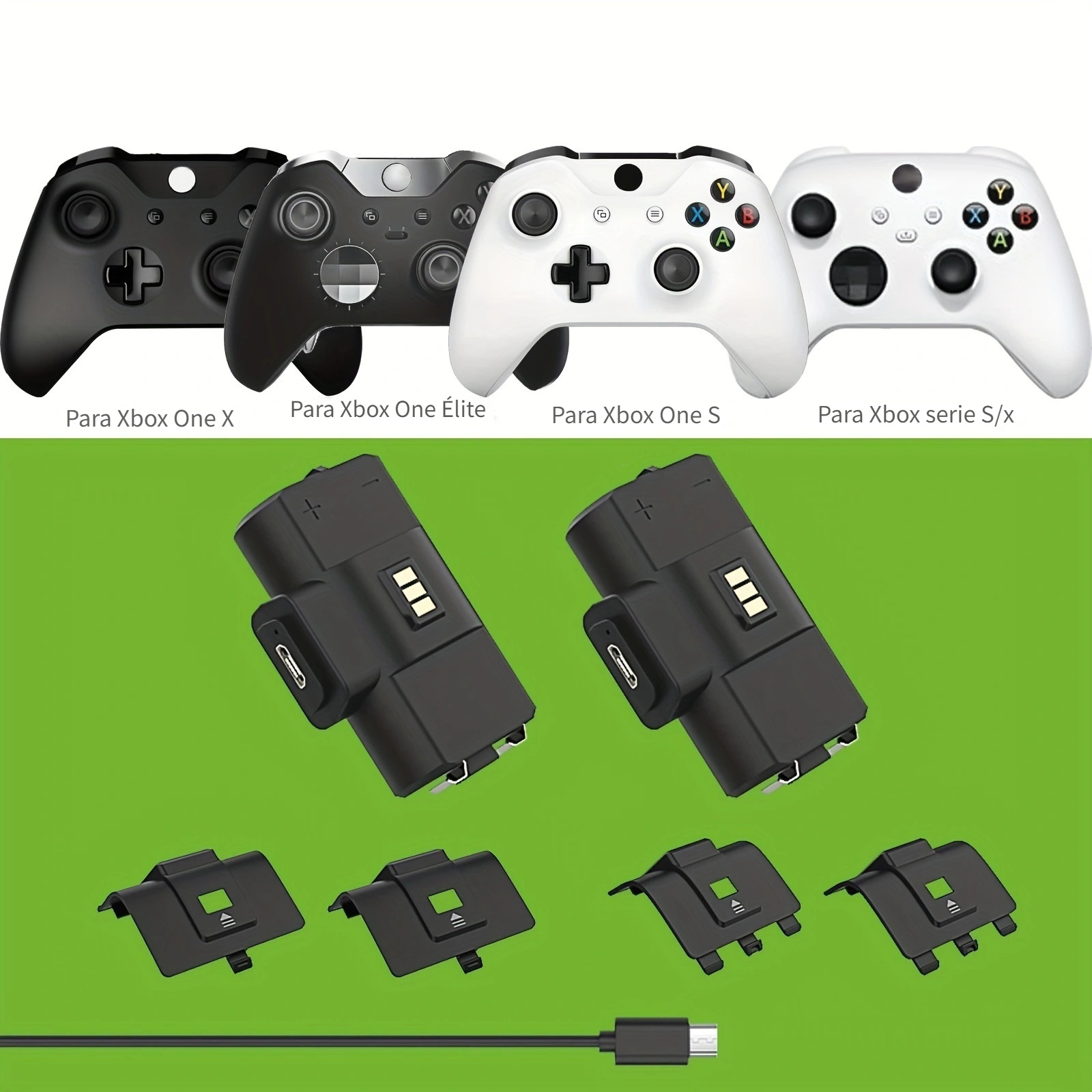 Cargador de control para Xbox Series X/Xbox One, estación de carga con  batería de doble controlador, 4 cubiertas de batería, 1 cable de carga