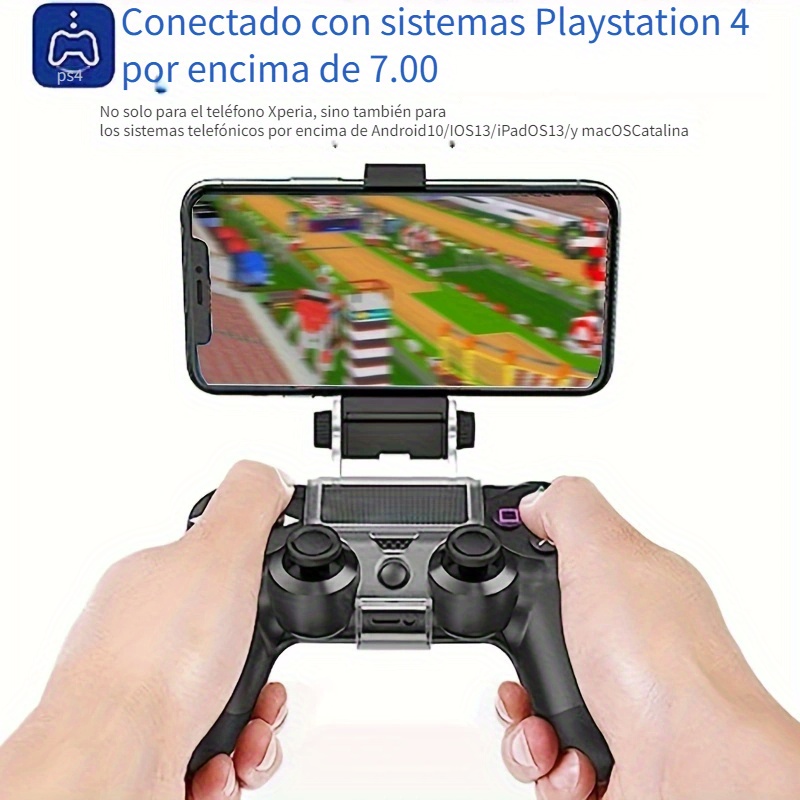 BRHE Clip de teléfono para controlador PS4 Soporte de soporte para juegos  móviles Soporte de soporte ajustable compatible con iPhone/iOS, Android