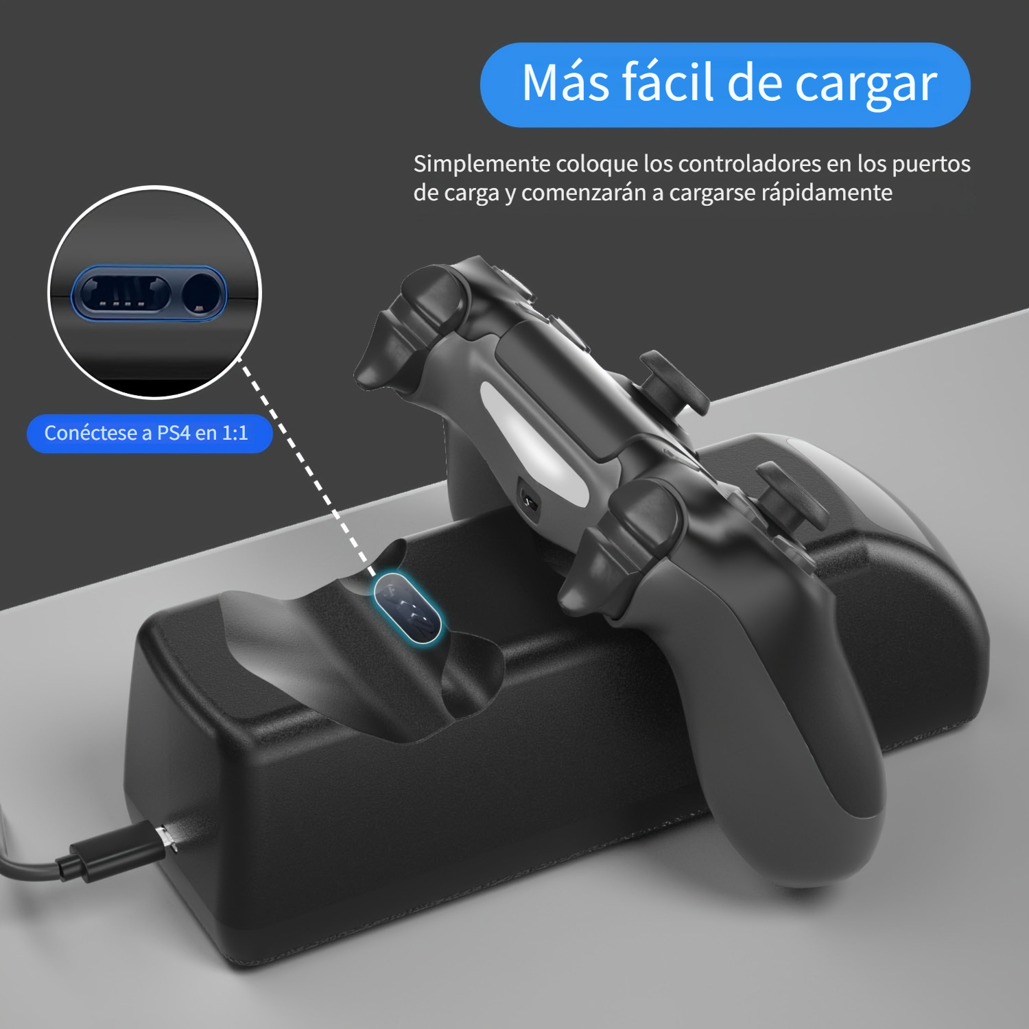 Estación de carga para controlador PS4, estación de carga para controlador  de PS4 OIVO de 1.8 horas, estación de carga de repuesto para cargador