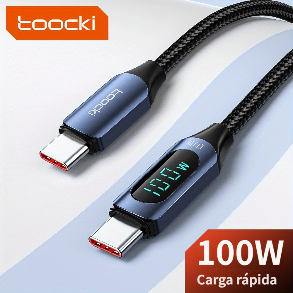Toocki cable Tipo C Tipo C Cargador Carga Rápida Pd 100w Usb - Temu Mexico