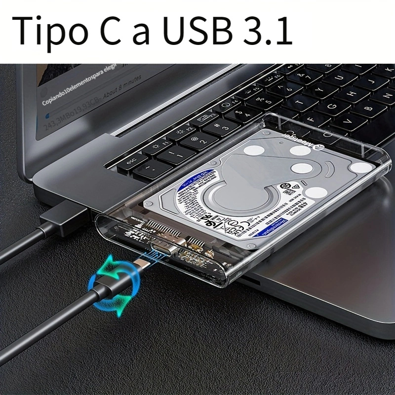 Funda Transparente Para Disco Duro Móvil De 2.5 Pulgadas SATA A USB 3.1 Para Disco Duro Sólido SSD De Estado Sólido Para Portátil Y Escritorio