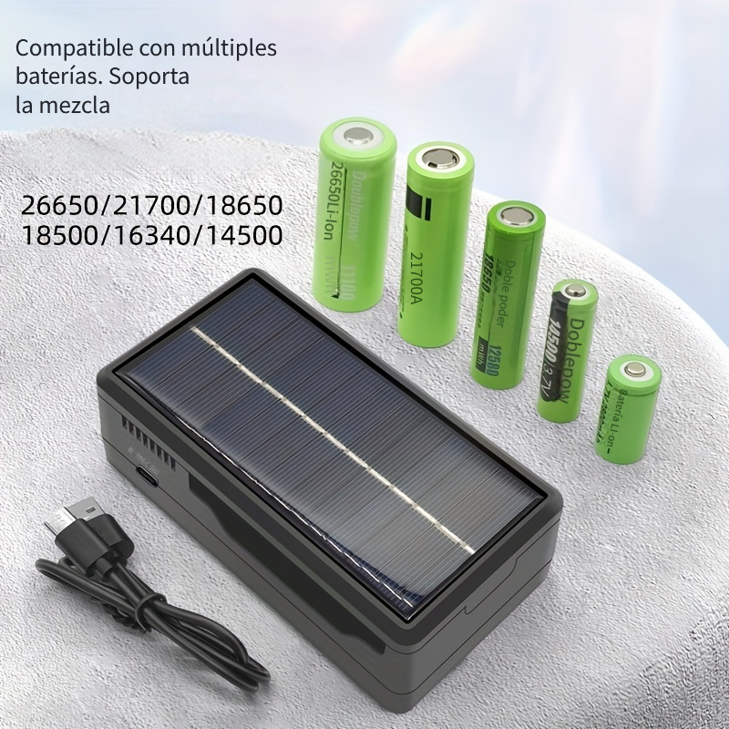 Cargador de batería 18650 de 3 ranuras, cargador universal de iones de  litio compatible con baterías 18350, 18650, 26650, 26500, 26350, 18500,  16340