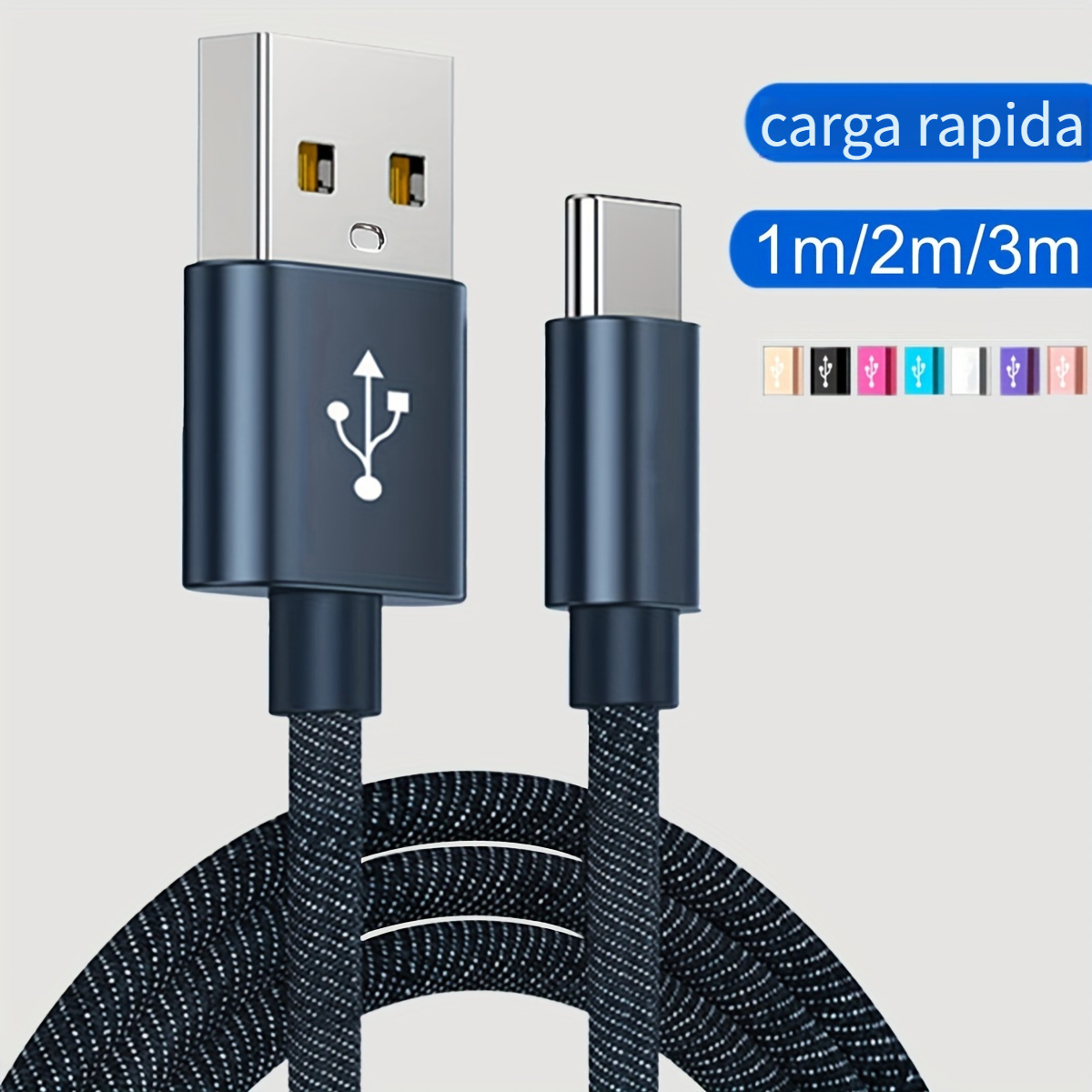Cable USB RAMPOW 3.0 Tipo C Carga Rápida y Sincronización