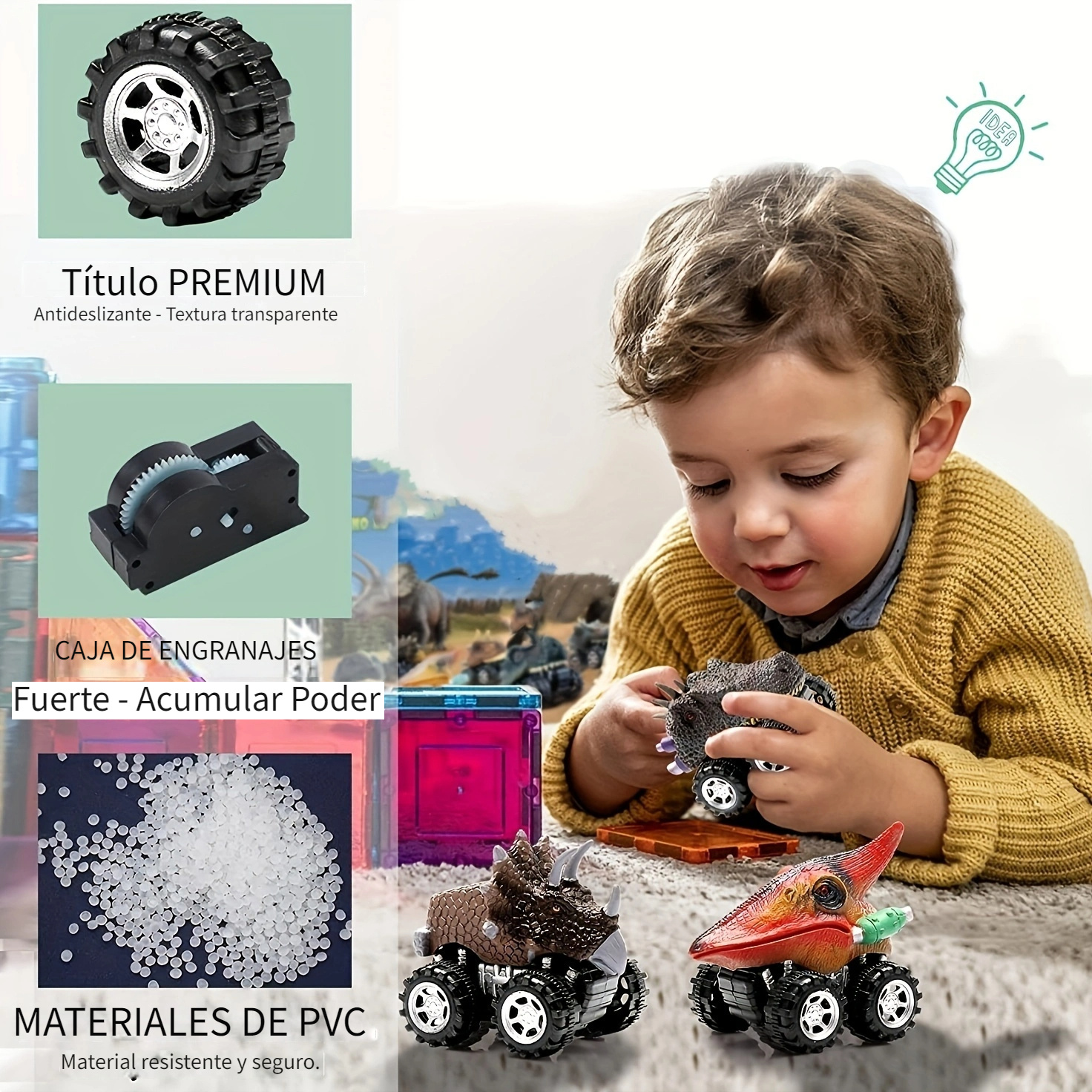 DINOBROS Coches de juguete de dinosaurio, paquete de 6 juguetes de  dinosaurio para niños y niñas de 3 años, juguetes para niños de 3, 4, 5  años en