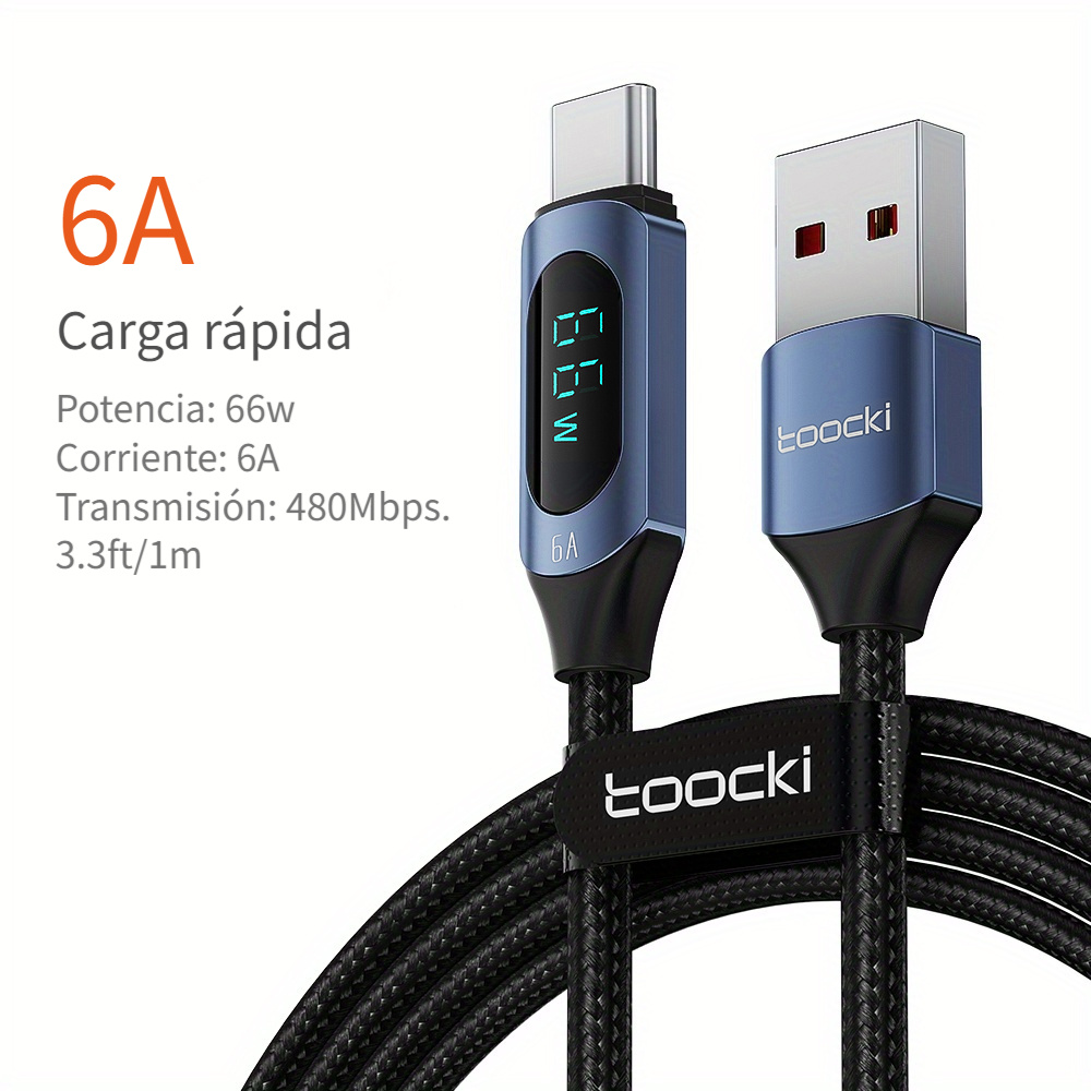 Toocki 3.3ft 6.6ft Cable Usb C Carga Rápida Cable Tipo C 6a - Temu
