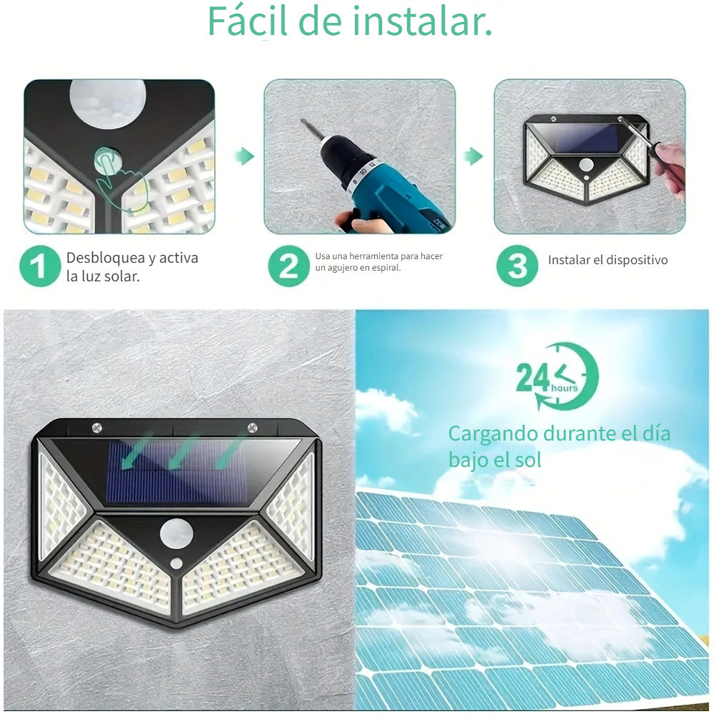 1/2pcs Luz Solar Exterior Sensor Movimiento Impermeable 200 - Temu Chile