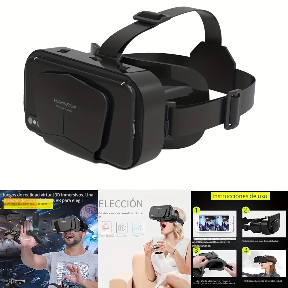 VR Gafas, Gafas de Realidad Virtual para PC PS4, Auriculares 3D, panorámica  100 ° FOV VR Gafas, Tiene más de 100 Juegos de Realidad Virtual y