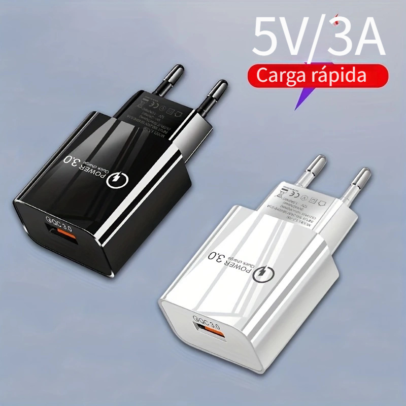 Cargador USB 18W, Cargador Rapido USB C PD 3.0 Cargador Móvil